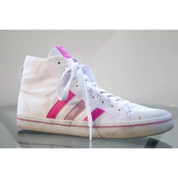 adidas white pink trainers
